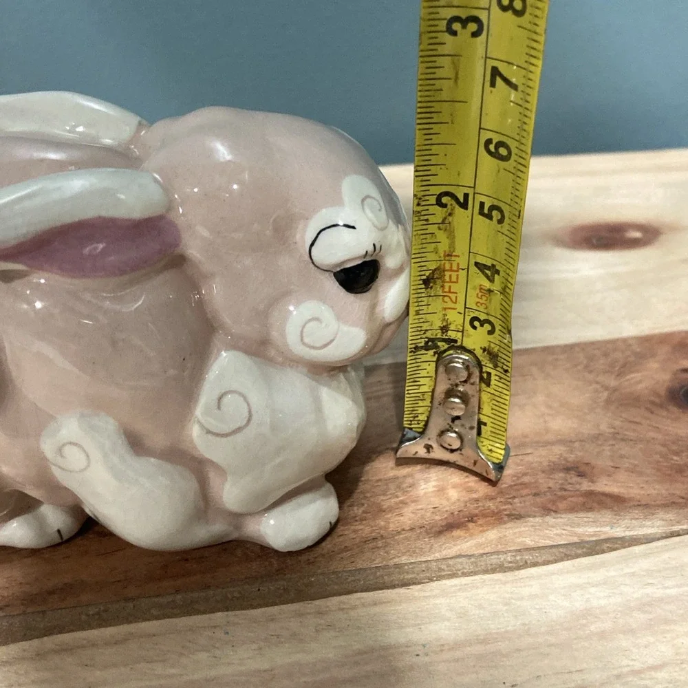 Vtg Kay Finch Bunny Rabbit Pink Figurine California Pottery  MCM Glazed Ceramic